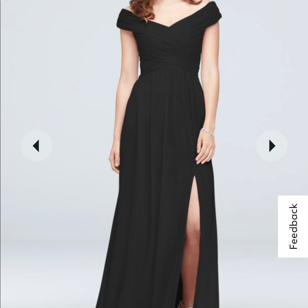 David’s Bridal Off the shoulder mesh bridesmaid dress